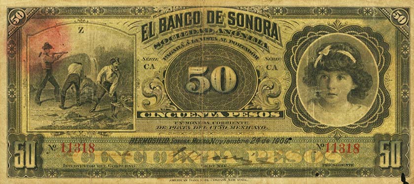 Front of Mexico pS422b: 50 Pesos from 1899