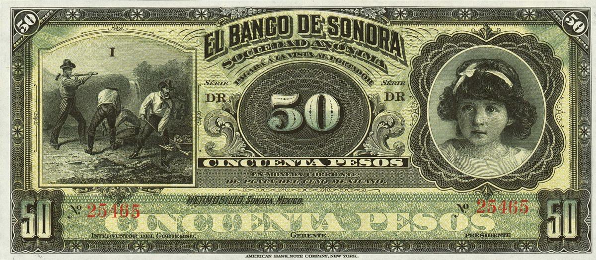 Front of Mexico pS422r: 50 Pesos from 1899