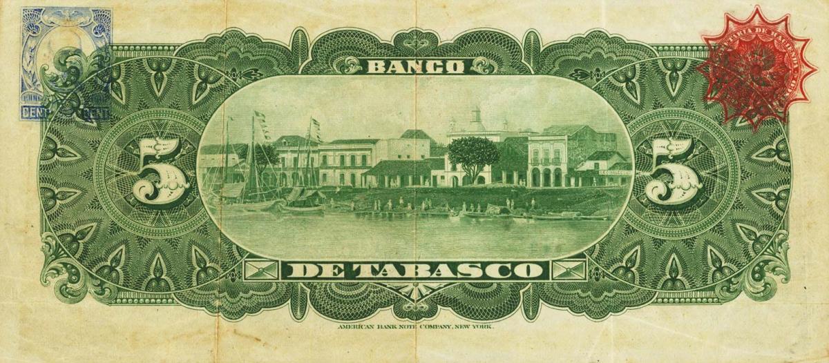 Back of Mexico pS424a: 5 Pesos from 1901