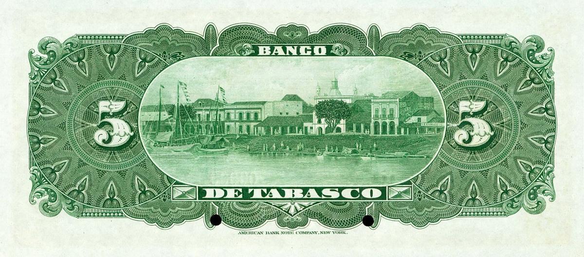 Back of Mexico pS424s: 5 Pesos from 1901