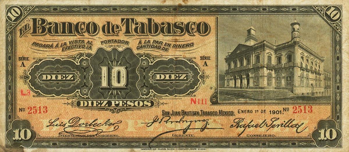 Front of Mexico pS425a: 10 Pesos from 1901