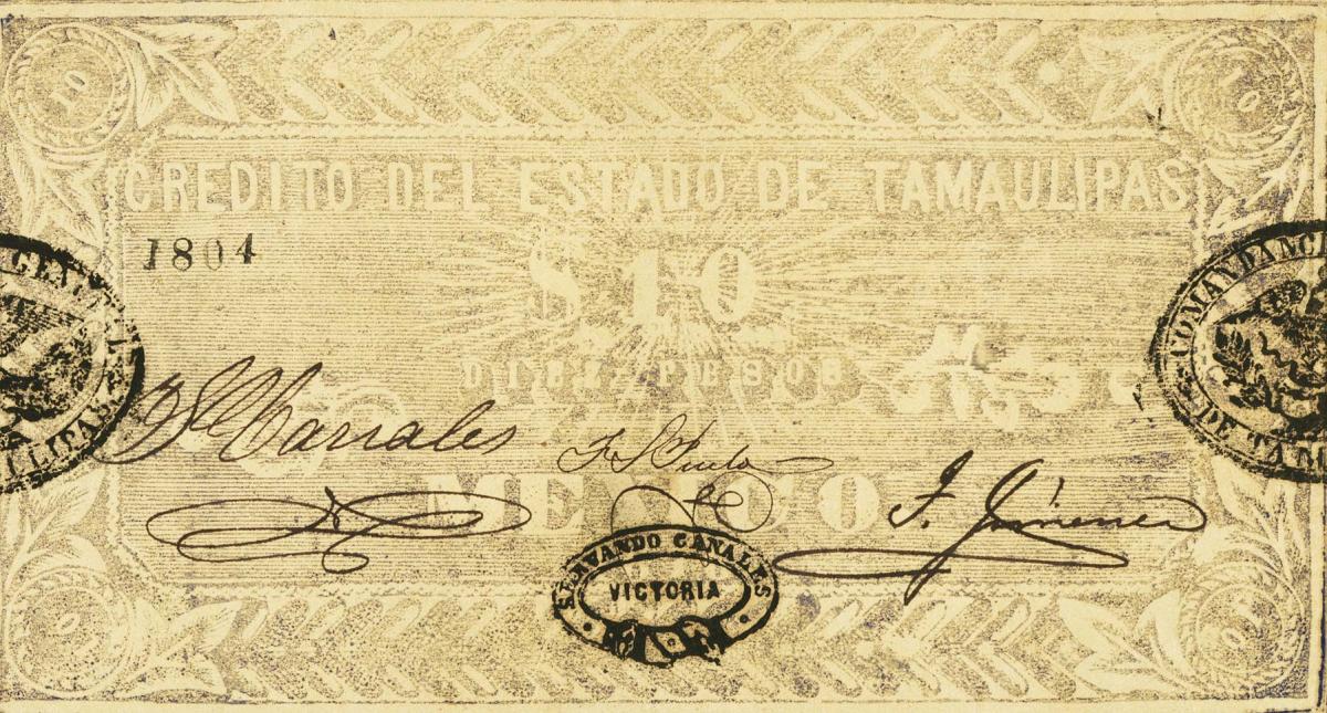 Front of Mexico pS428F: 10 Pesos from 1876