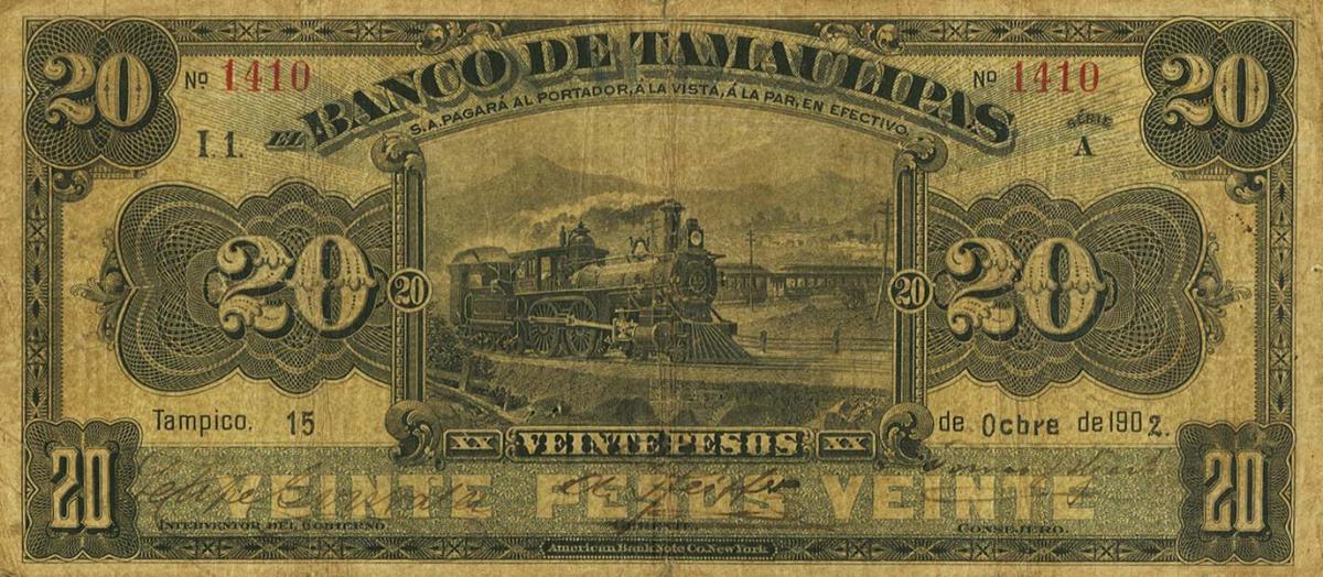 Front of Mexico pS431a: 20 Pesos from 1902