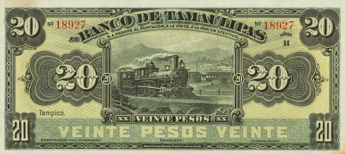 Front of Mexico pS431r: 20 Pesos from 1902