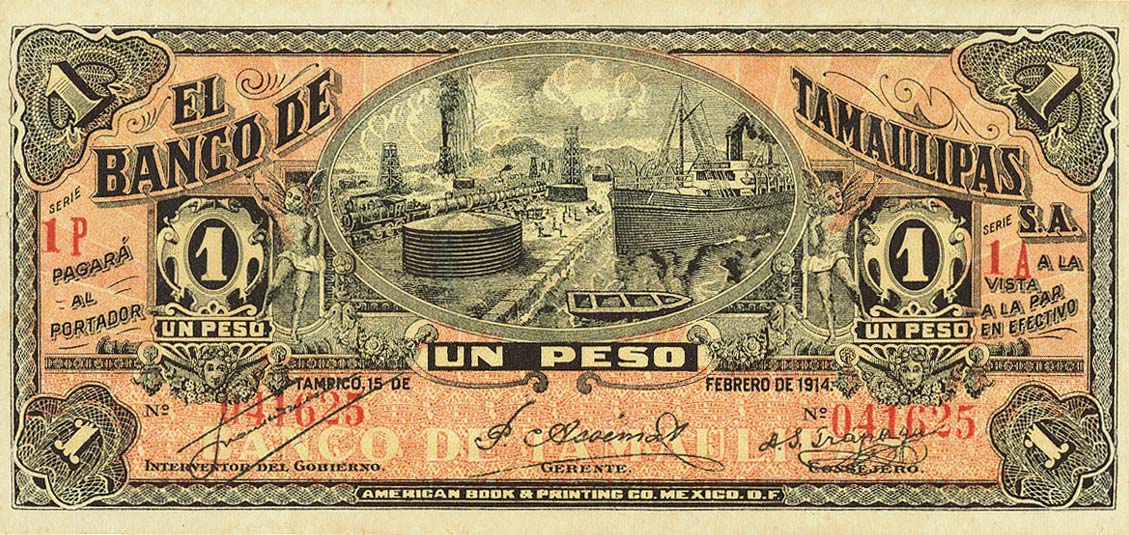 Front of Mexico pS436: 1 Peso from 1914