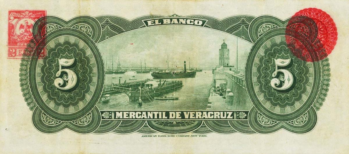 Back of Mexico pS437a: 5 Pesos from 1898