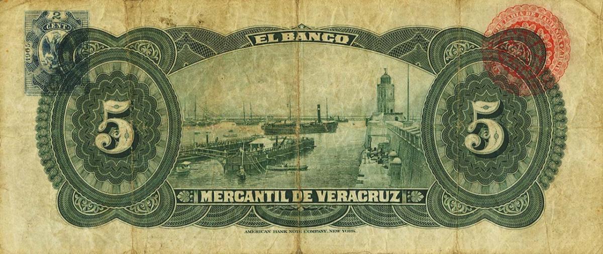 Back of Mexico pS437b: 5 Pesos from 1898