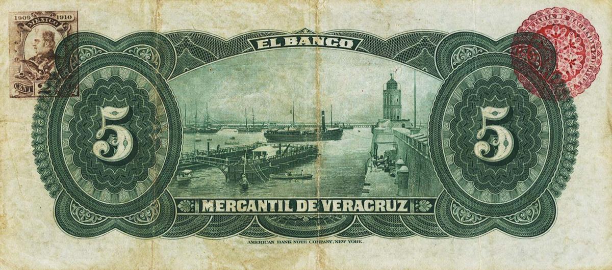 Back of Mexico pS437c: 5 Pesos from 1898