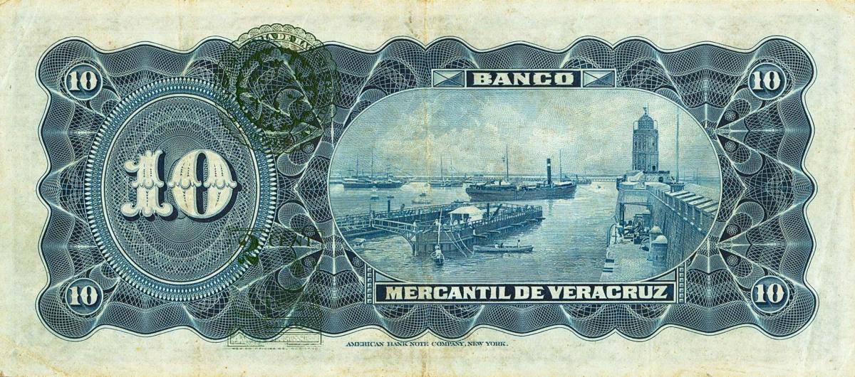 Back of Mexico pS439c: 10 Pesos from 1900