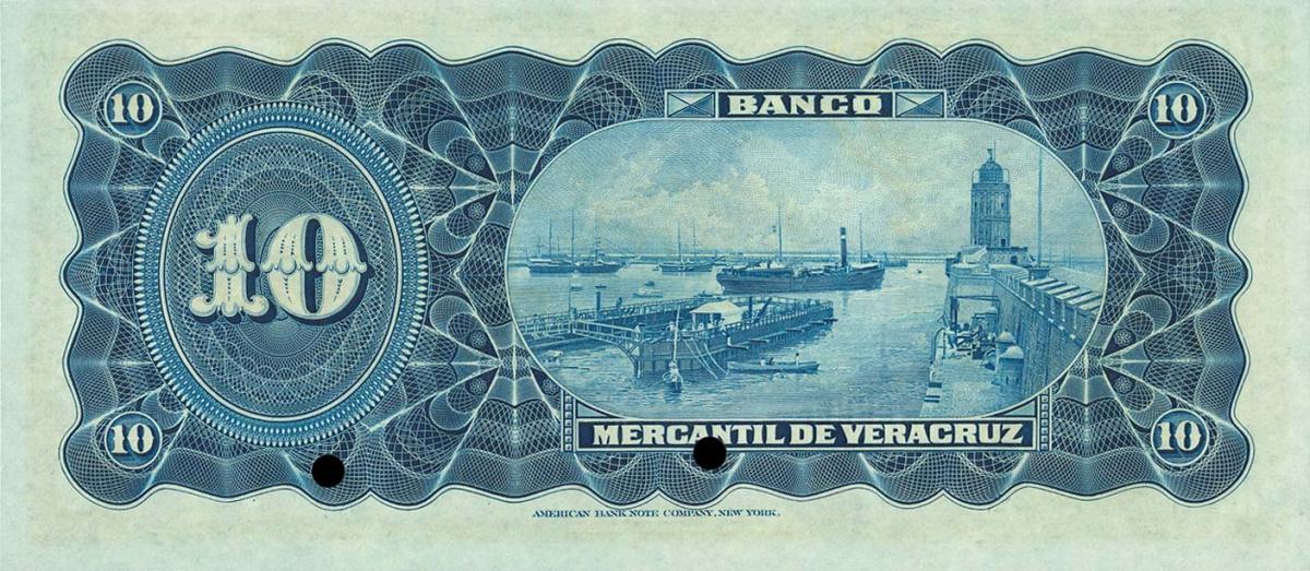 Back of Mexico pS439s: 10 Pesos from 1900