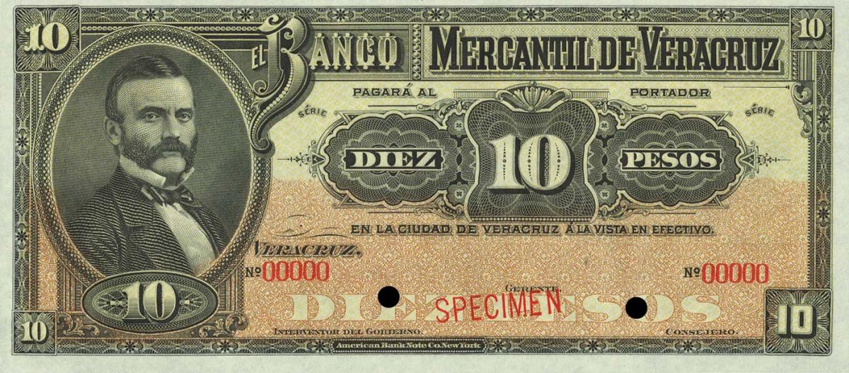 Front of Mexico pS439s: 10 Pesos from 1900