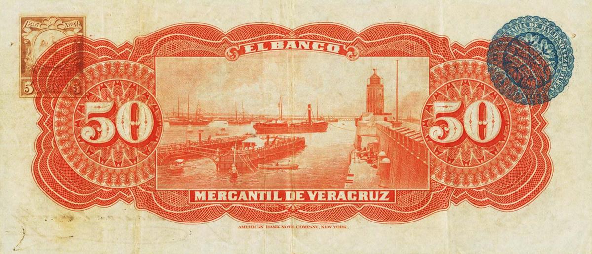 Back of Mexico pS441a: 50 Pesos from 1898