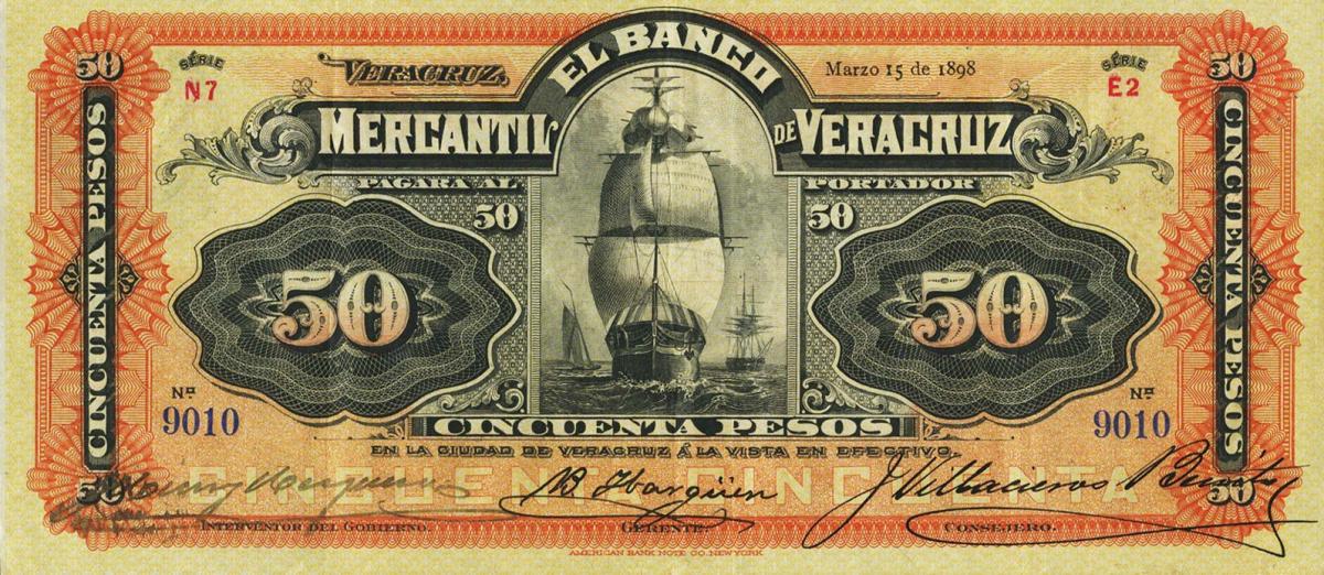 Front of Mexico pS441a: 50 Pesos from 1898