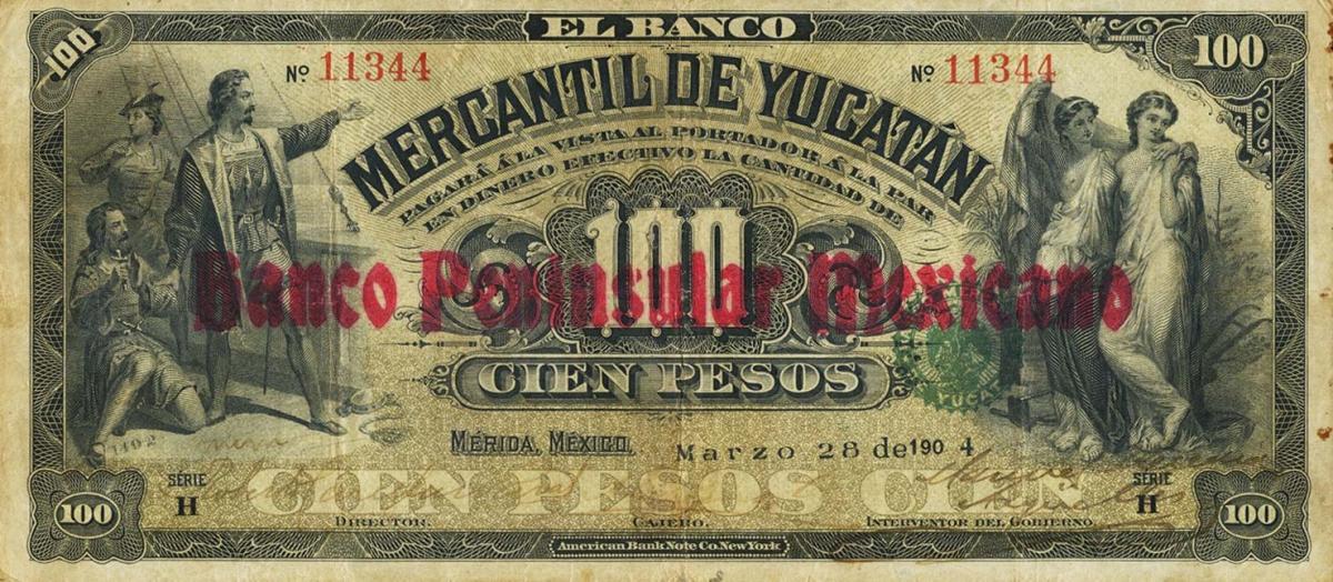 Front of Mexico pS457b: 100 Pesos from 1900