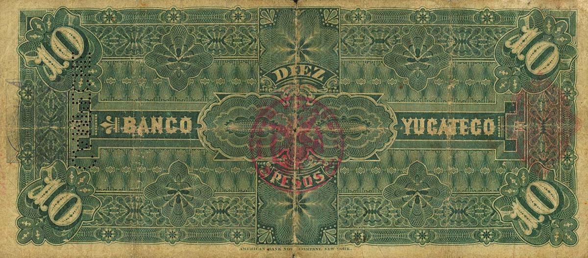 Back of Mexico pS459a: 10 Pesos from 1897