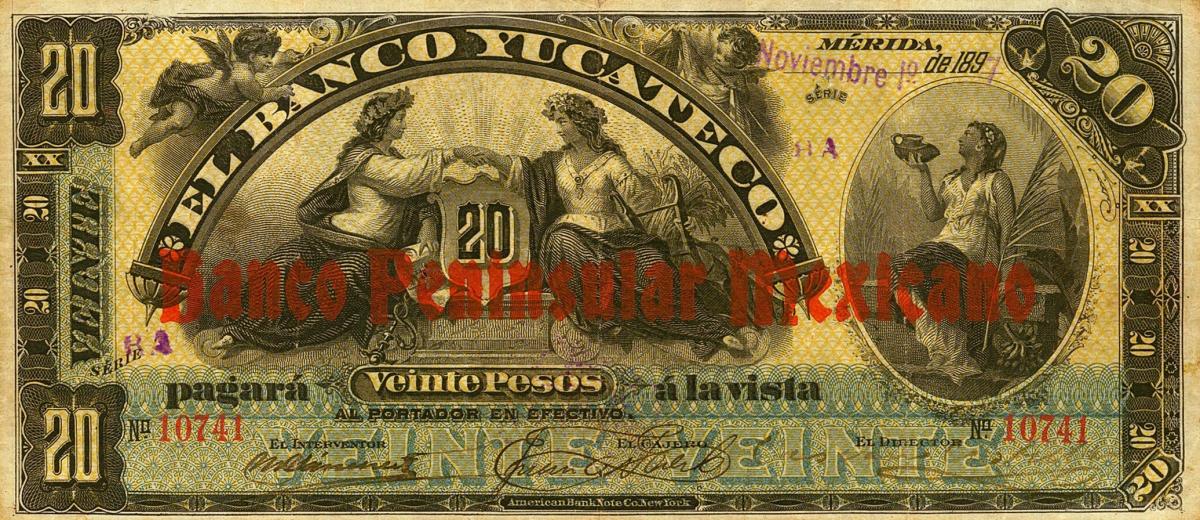 Front of Mexico pS460a: 20 Pesos from 1895