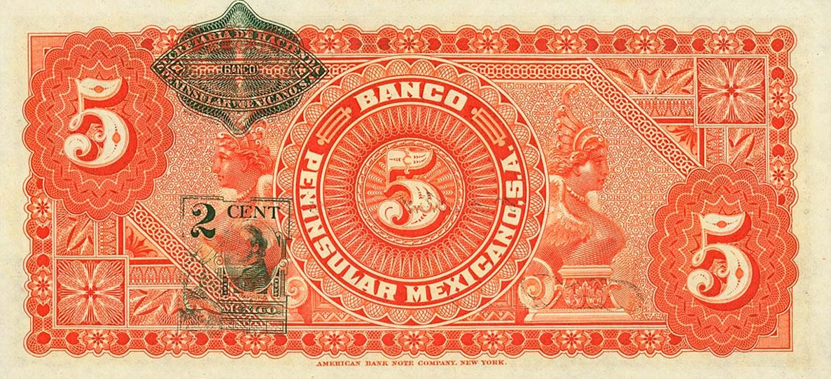 Back of Mexico pS465a: 5 Pesos from 1914
