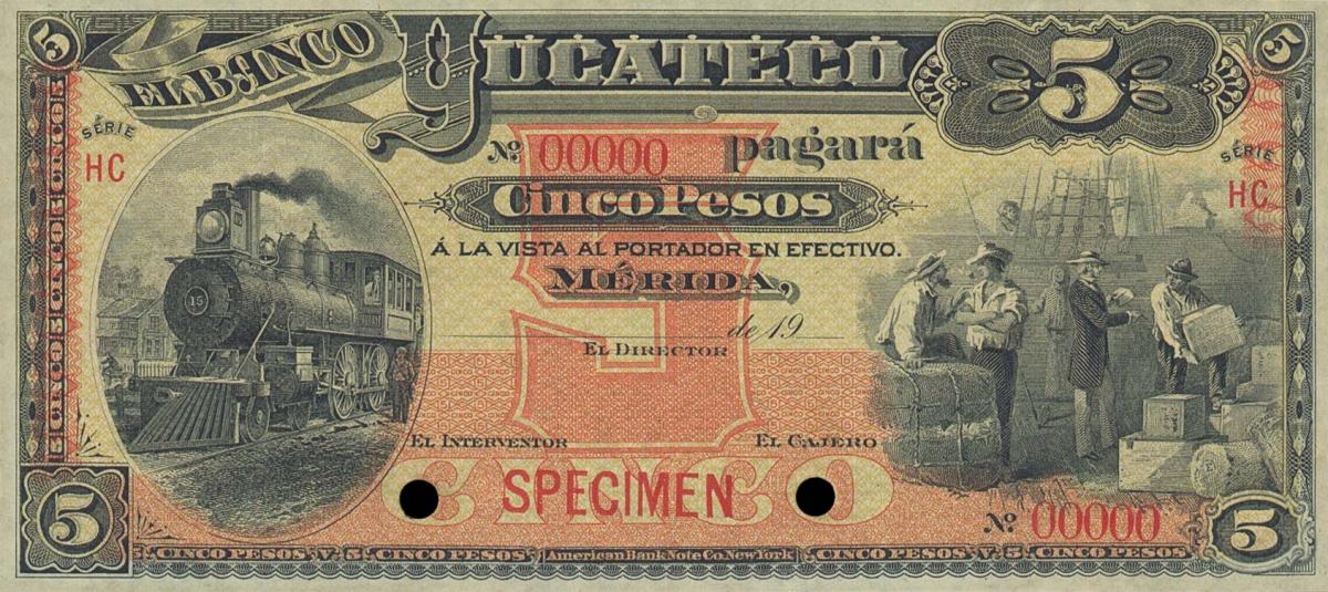 Front of Mexico pS467s4: 5 Pesos from 1890