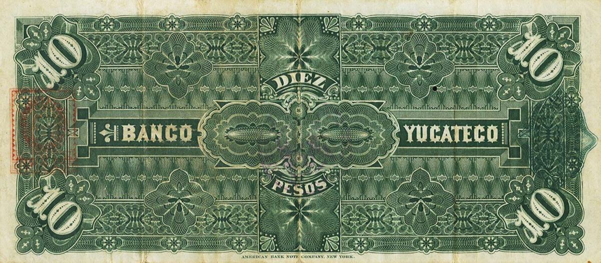 Back of Mexico pS468a: 10 Pesos from 1890