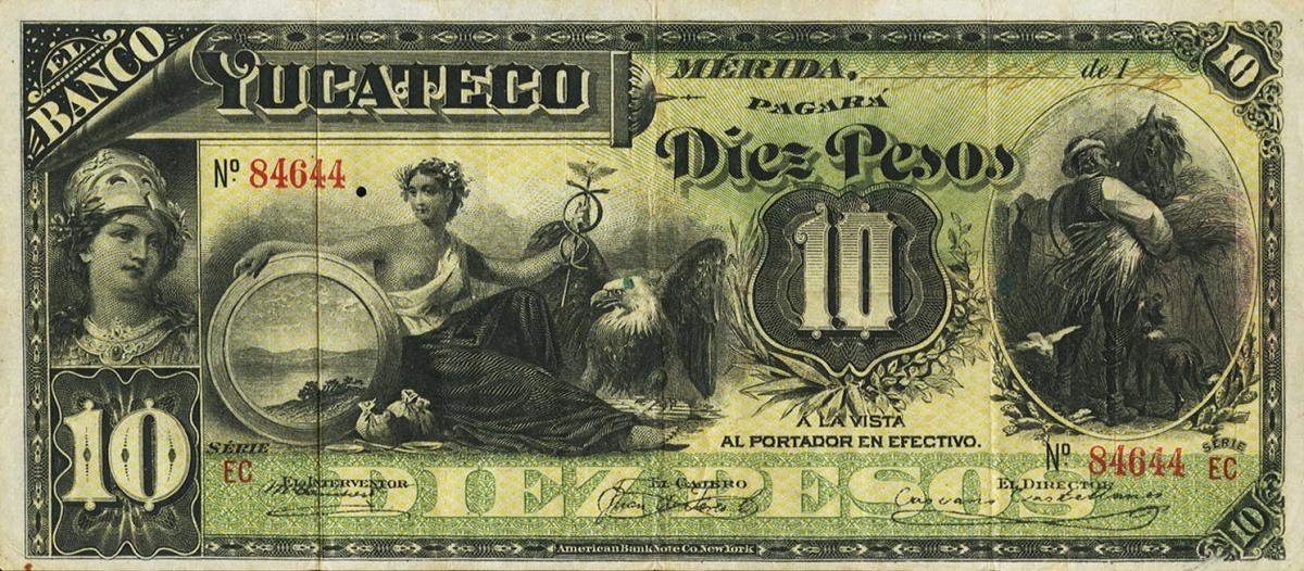 Front of Mexico pS468a: 10 Pesos from 1890