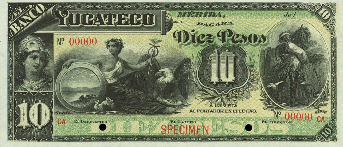 Front of Mexico pS468s4: 10 Pesos from 1890