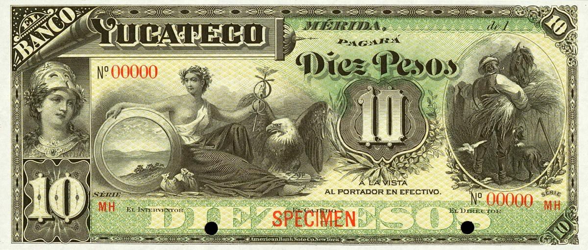 Front of Mexico pS468s5: 10 Pesos from 1890