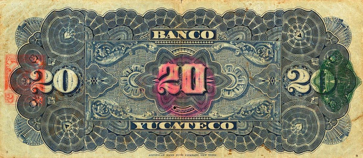 Back of Mexico pS469a: 20 Pesos from 1890