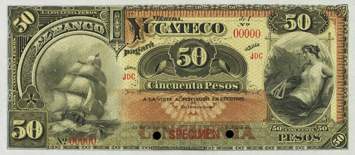 Front of Mexico pS470s5: 50 Pesos from 1890