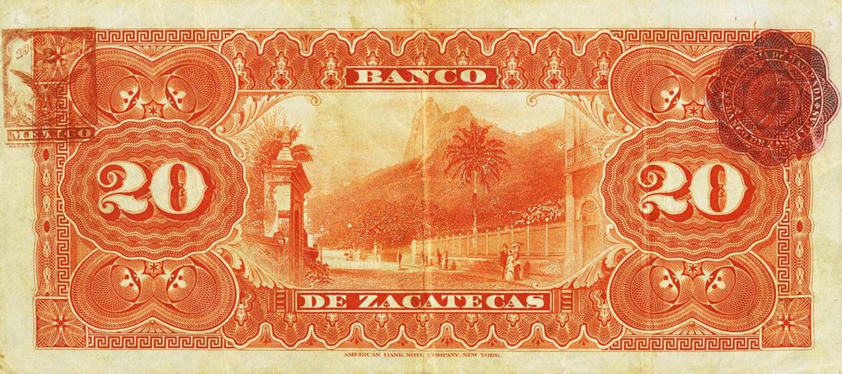 Back of Mexico pS477b: 20 Pesos from 1891