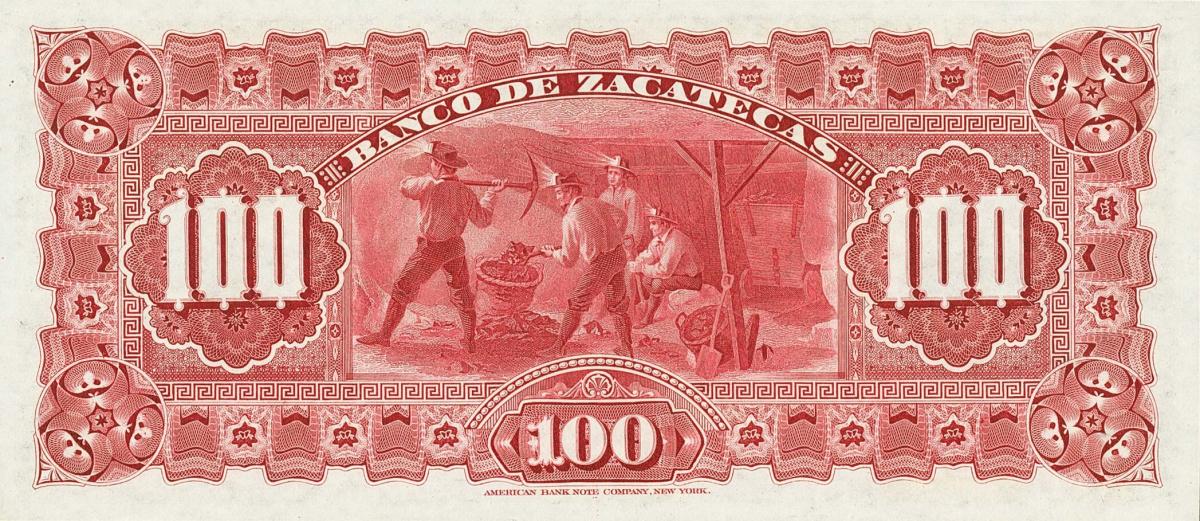 Back of Mexico pS479r: 100 Pesos from 1891