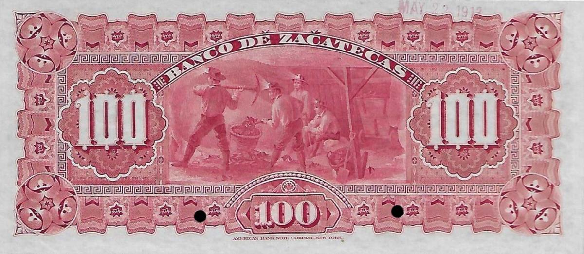 Back of Mexico pS479s: 100 Pesos from 1891