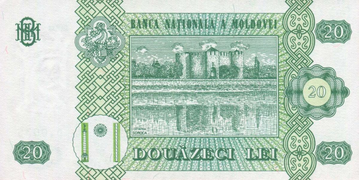 Back of Moldova p13f: 20 Leu from 2004