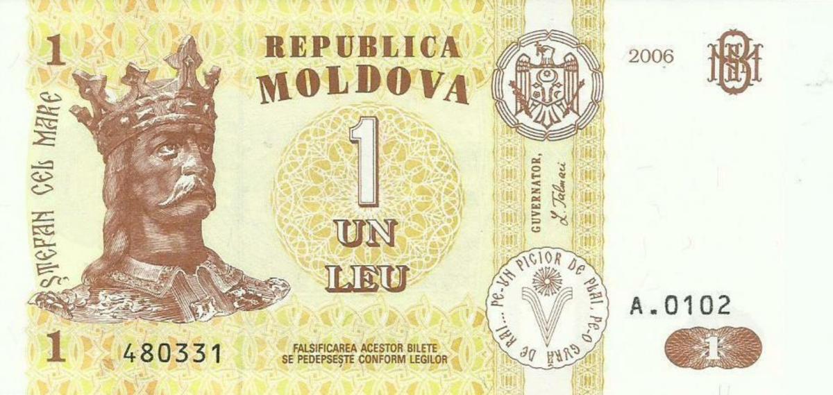 Front of Moldova p19: 1 Leu from 2006