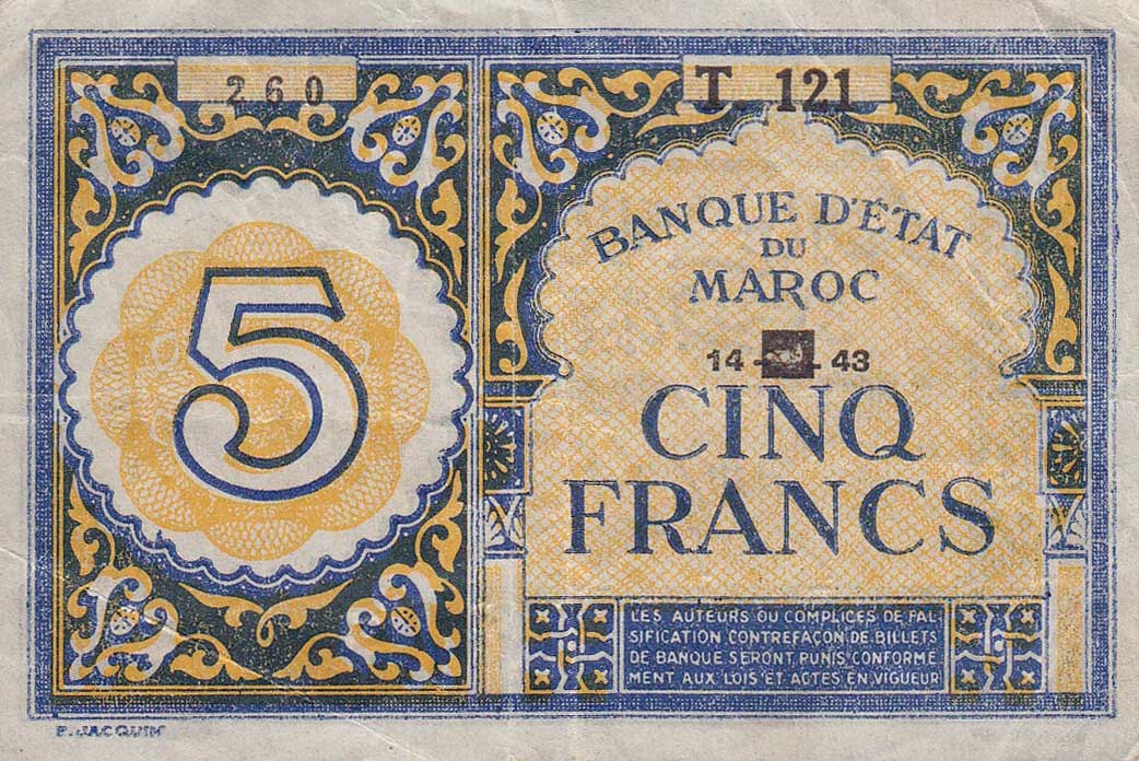 Front of Morocco p33: 5 Francs from 1943