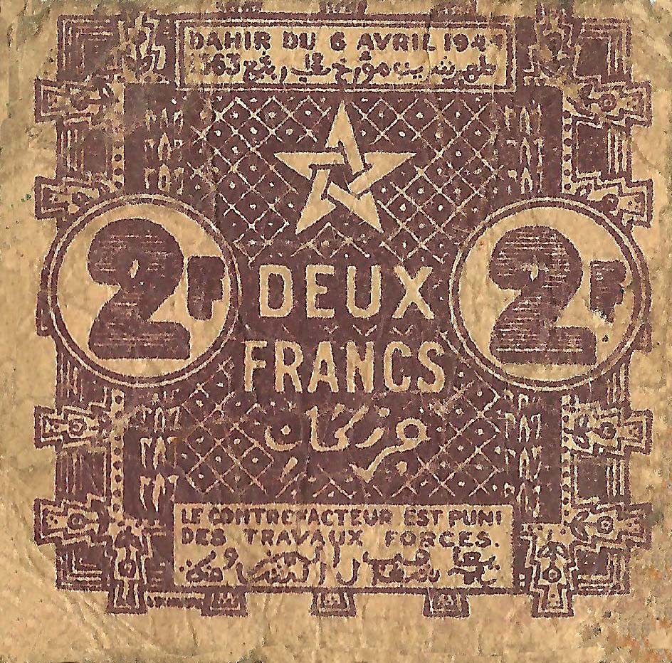 Back of Morocco p43: 2 Francs from 1944