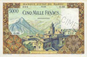 p49s from Morocco: 5000 Francs from 1953
