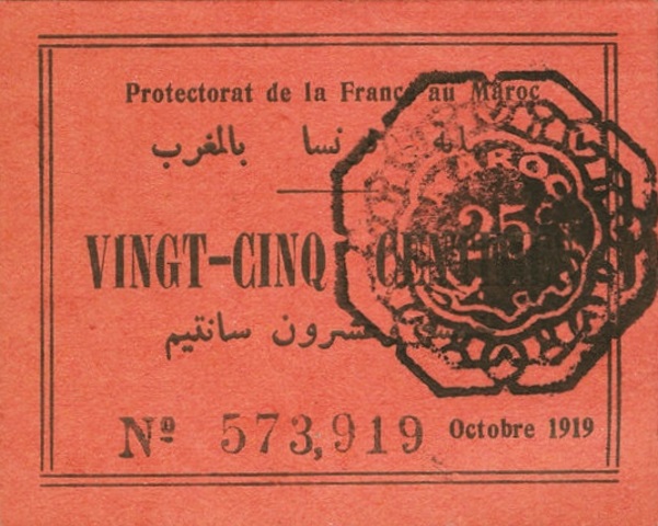 Front of Morocco p4a: 25 Centimes from 1919