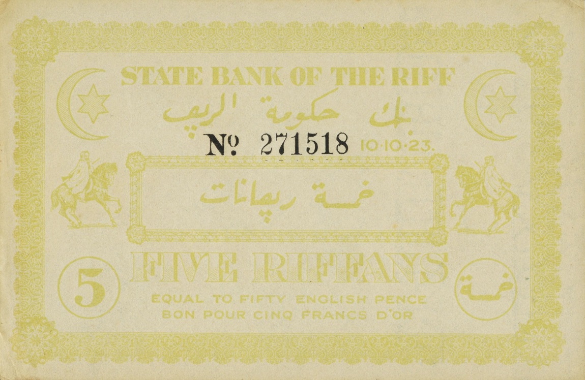 Front of Morocco pR2: 5 Riffan from 1923