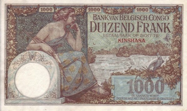 Back of Belgian Congo p12b: 1000 Francs from 1920