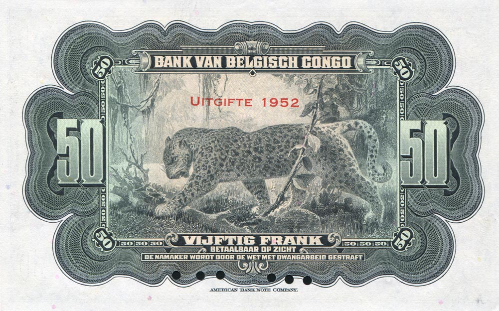Back of Belgian Congo p16s: 50 Francs from 1941