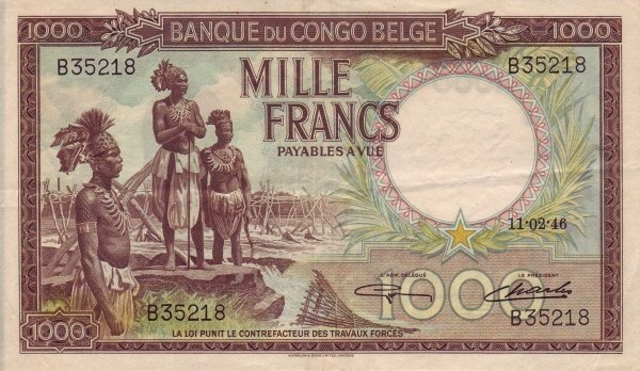 Front of Belgian Congo p19b: 1000 Francs from 1946
