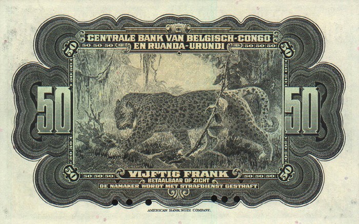 Back of Belgian Congo p24s: 50 Francs from 1952