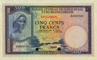 p28ct from Belgian Congo: 500 Francs from 1953