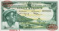 p31s from Belgian Congo: 20 Francs from 1956