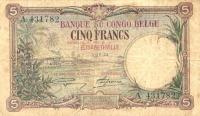 p8a from Belgian Congo: 5 Francs from 1924