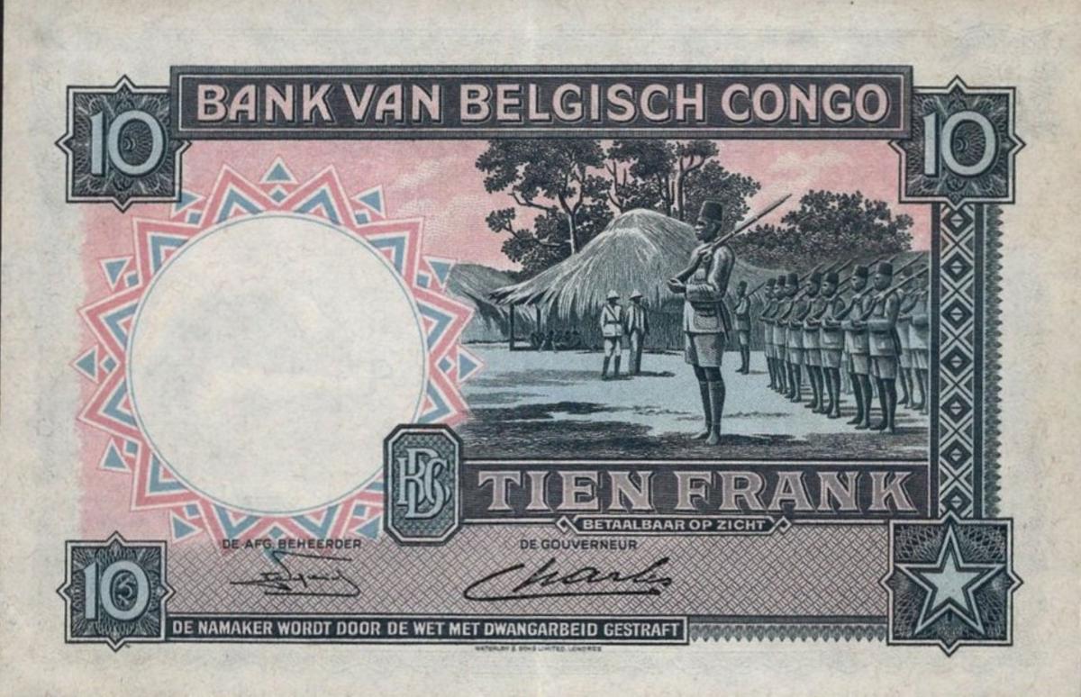 Back of Belgian Congo p14E: 10 Francs from 1948