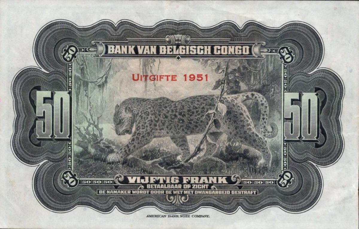 Back of Belgian Congo p16i: 50 Francs from 1951