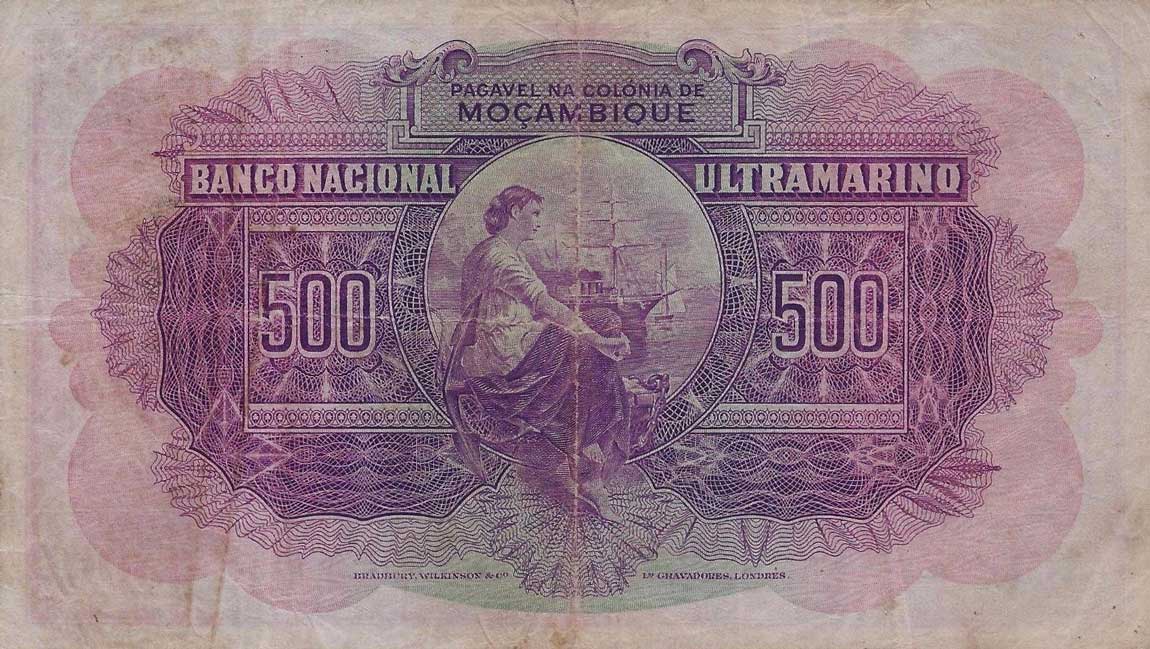 Back of Mozambique p101: 500 Escudos from 1947