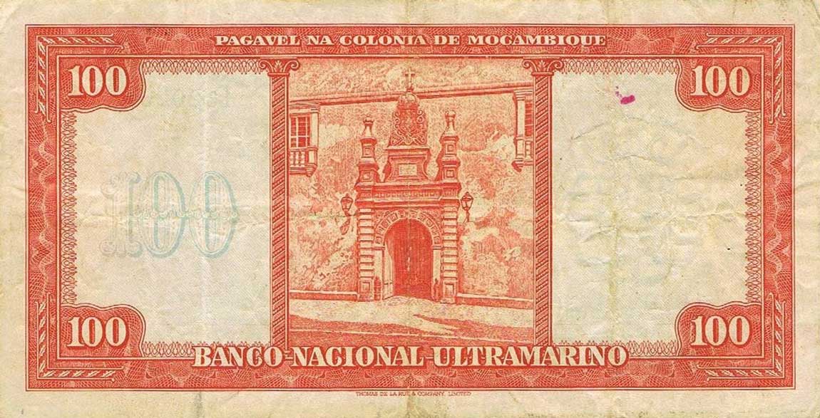 Back of Mozambique p103: 100 Escudos from 1950