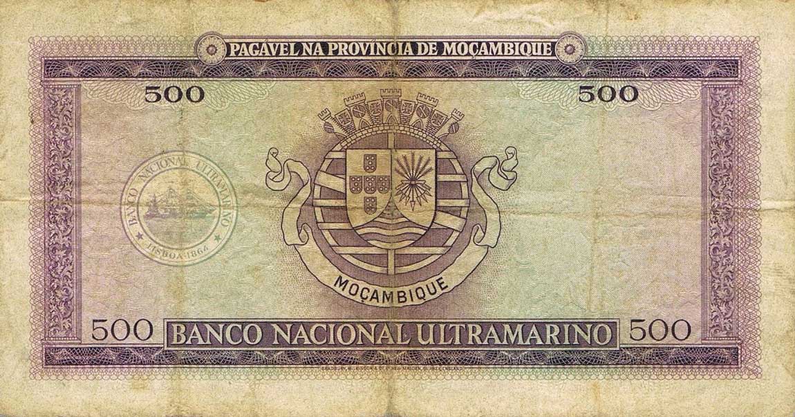 Back of Mozambique p104a: 500 Escudos from 1953